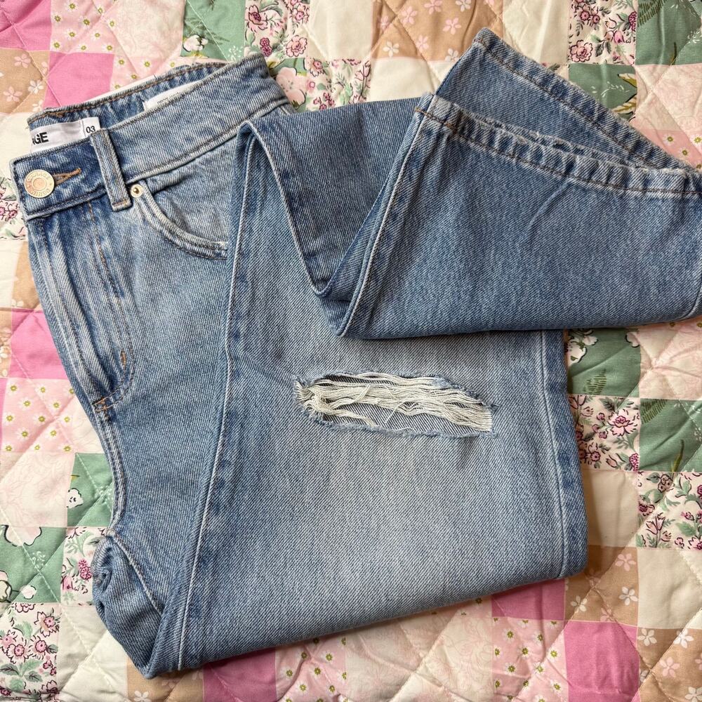NWT Garage 90s Straight Jeans Light Wash Distressed Denim Size 26